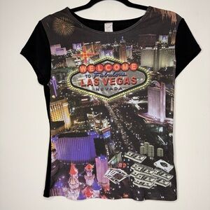 Y2K 90s Bratz Vegas Babydoll Black Printed Graphic Tee